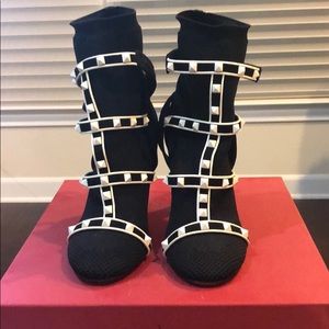 Black and White Valentino Boots